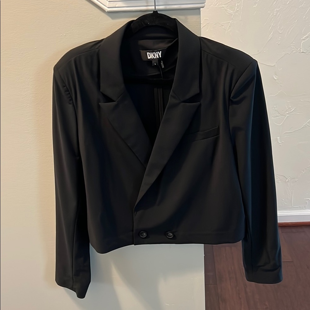 DKNY Black Cropped Blazer Suit Jacket